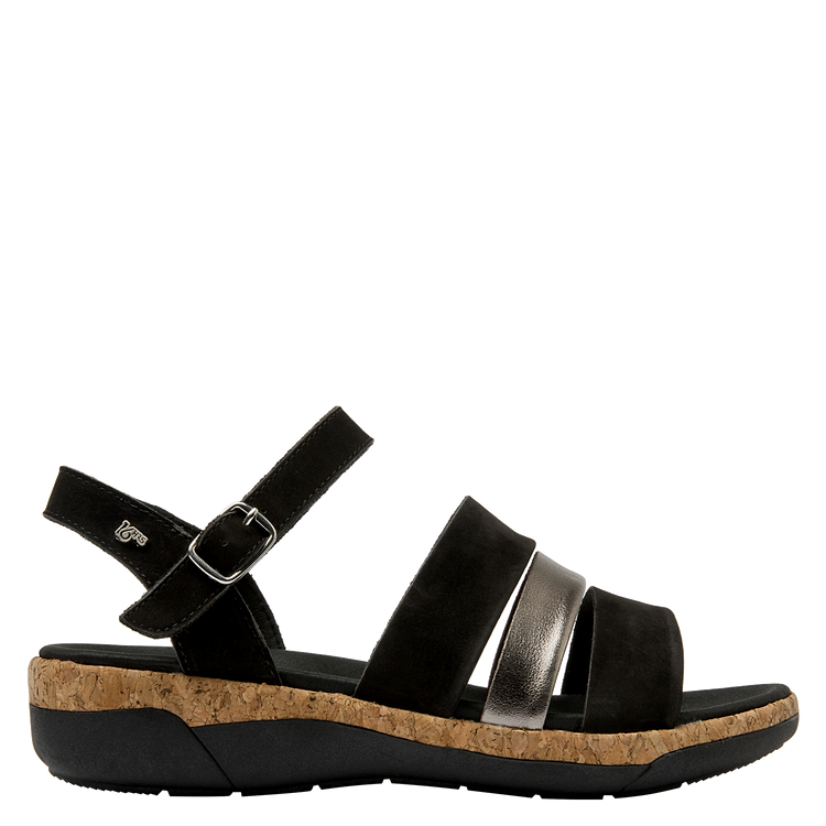 SANDALIAS MUJER 16 HRS CUERO NEGRO CASUAL K132 - 2