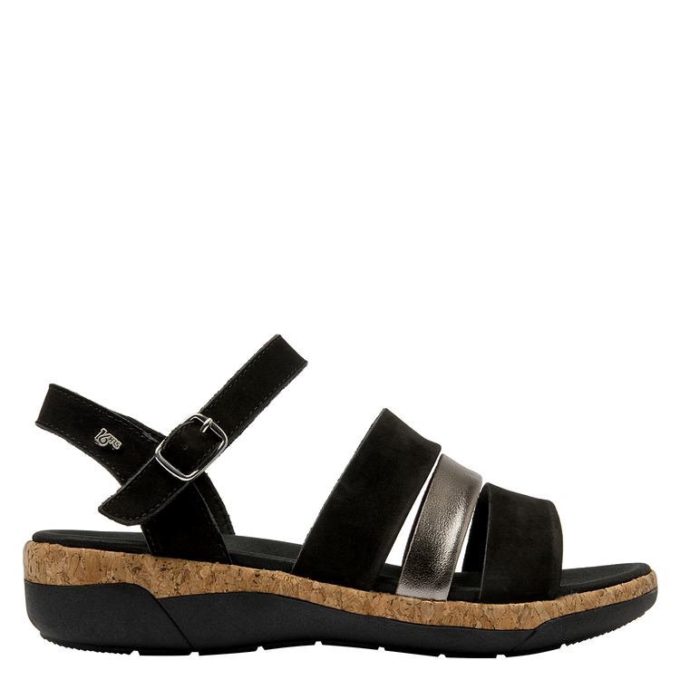 SANDALIAS MUJER 16 HRS CUERO NEGRO CASUAL K132 - 2