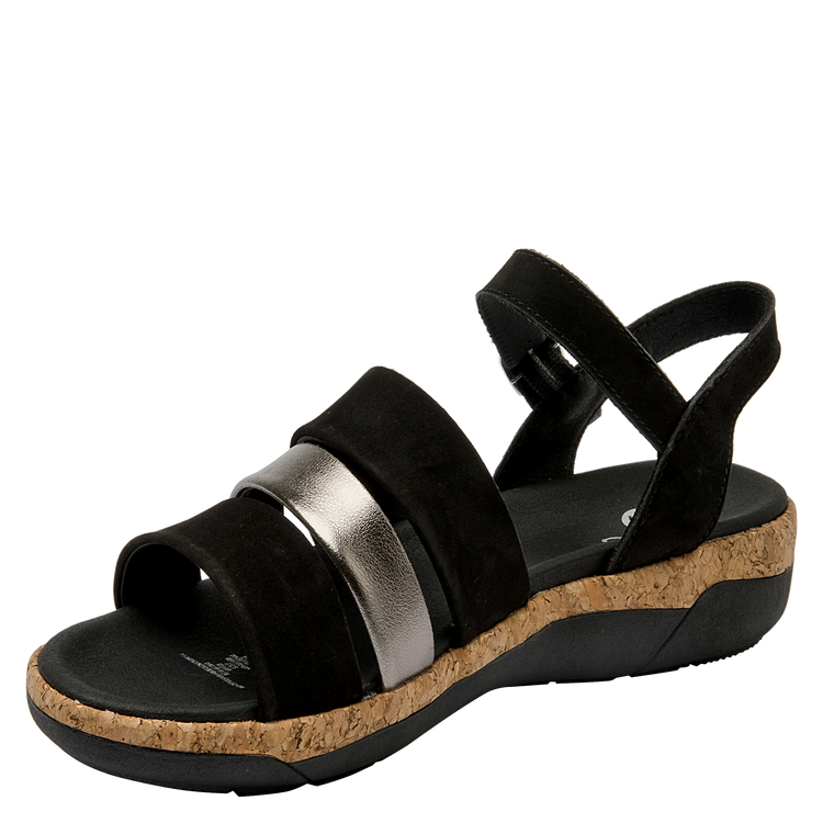 SANDALIAS MUJER 16 HRS CUERO NEGRO CASUAL K132 - 5
