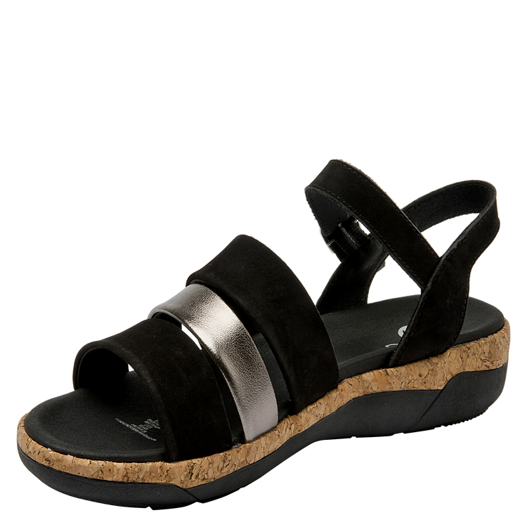 SANDALIAS MUJER 16 HRS CUERO NEGRO CASUAL K132 - 5