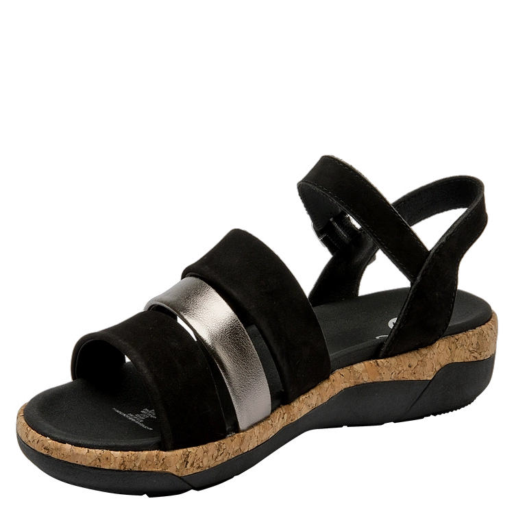 SANDALIAS MUJER 16 HRS CUERO NEGRO CASUAL K132 - 5