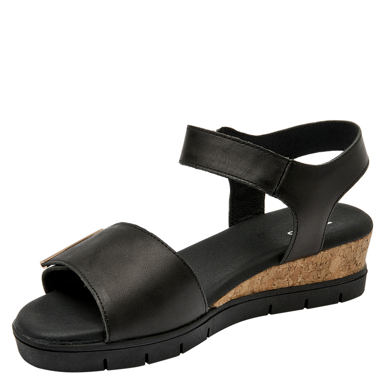 SANDALIAS MUJER 16 HRS CUERO NEGRO CASUAL K136 - 5