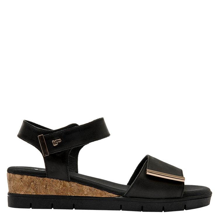 SANDALIAS MUJER 16 HRS CUERO NEGRO CASUAL K136 - 7