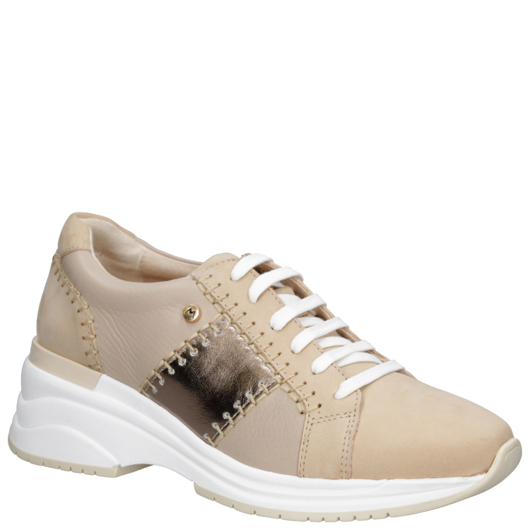 ZAPATILLAS MUJER MINGO CASUALES BEIGE CUERO K456 - 1