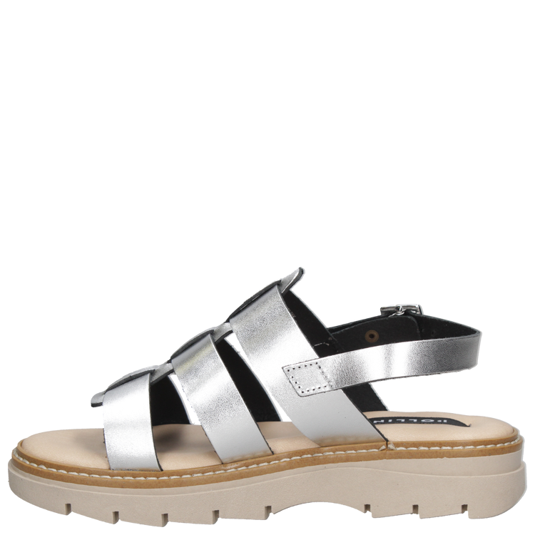 SANDALIAS MUJER POLLINI CUERO PLATEADO CASUAL K296 - 4