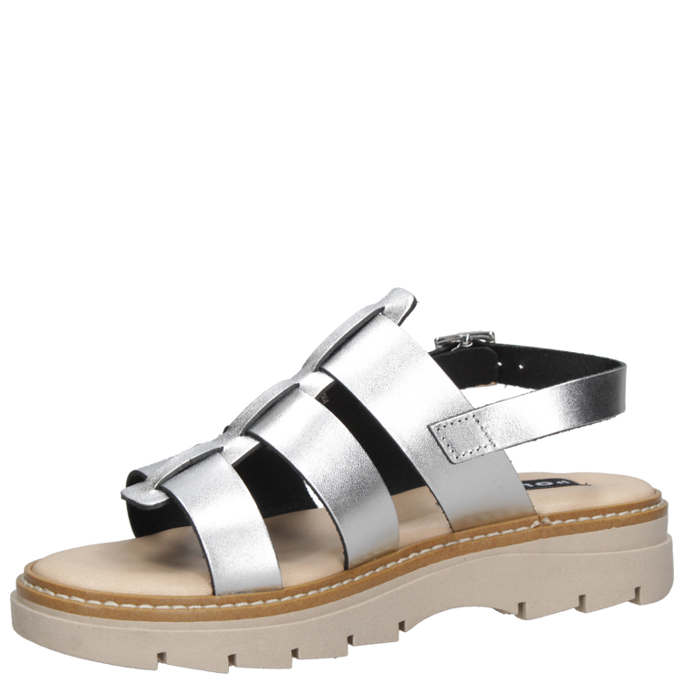 SANDALIAS MUJER POLLINI CUERO PLATEADO CASUAL K296 - 5