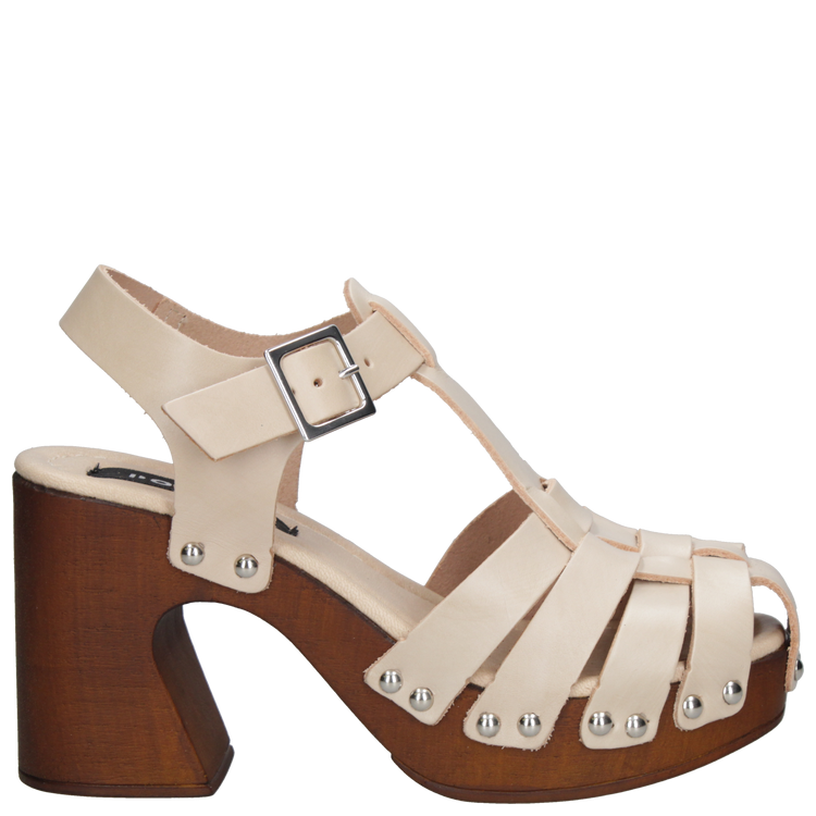 SANDALIAS MUJER POLLINI CUERO BEIGE CASUAL K294 - 2