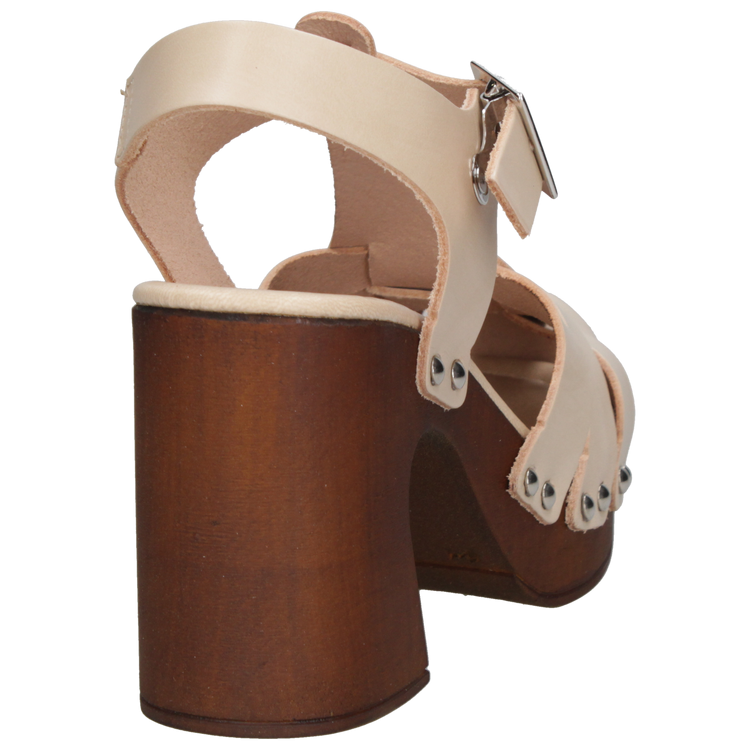 SANDALIAS MUJER POLLINI CUERO BEIGE CASUAL K294 - 3