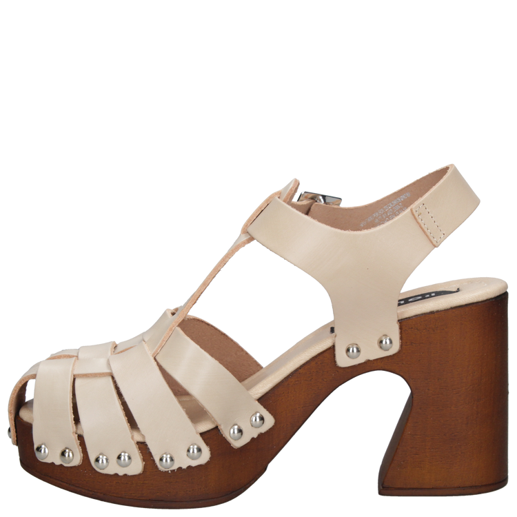 SANDALIAS MUJER POLLINI CUERO BEIGE CASUAL K294 - 4