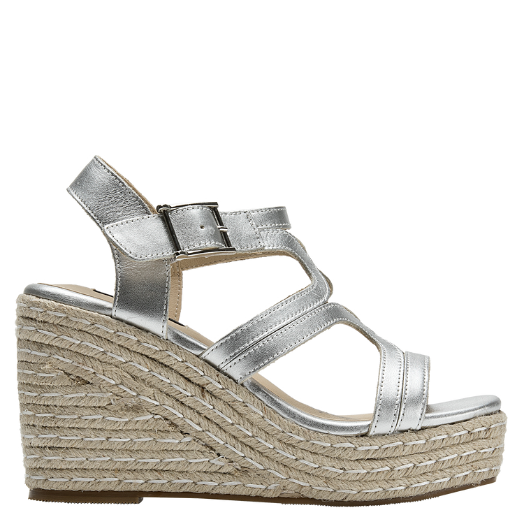 SANDALIA CASUAL MUJER POLLINI CUERO PLATEADO K231 - 2