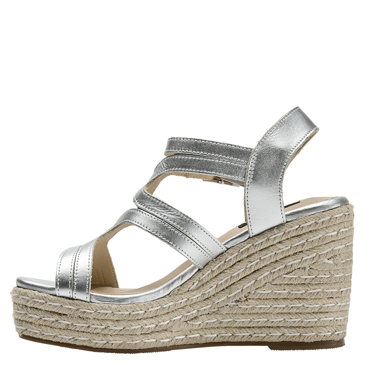 SANDALIA CASUAL MUJER POLLINI CUERO PLATEADO K231 - 4