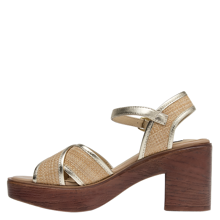 SANDALIA CASUAL MUJER POLLINI CUERO BEIGE K215 - 4