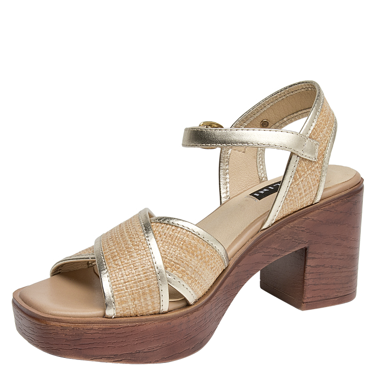 SANDALIA CASUAL MUJER POLLINI CUERO BEIGE K215 - 5