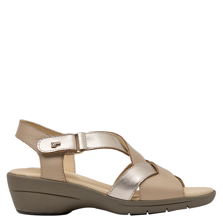 SANDALIA CASUAL MUJER 16 HRS CUERO BEIGE K003 - 2