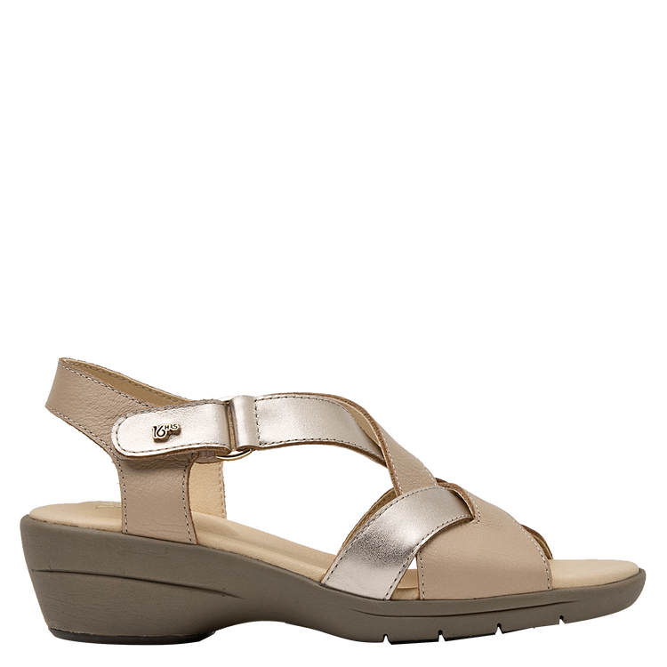 SANDALIA CASUAL MUJER 16 HRS CUERO BEIGE K003 - 7