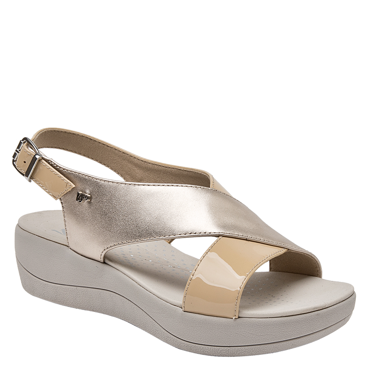 SANDALIA CASUAL MUJER 16 HRS CUERO BEIGE K010 - 1