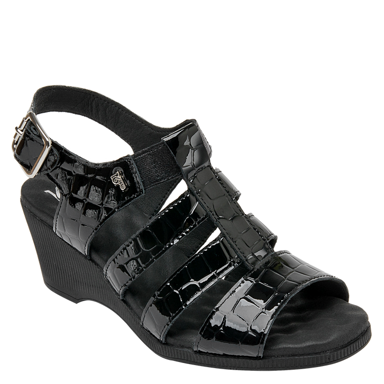SANDALIA CASUAL MUJER 16 HRS CUERO NEGRO K040 - 1
