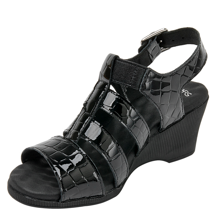 SANDALIA CASUAL MUJER 16 HRS CUERO NEGRO K040 - 8
