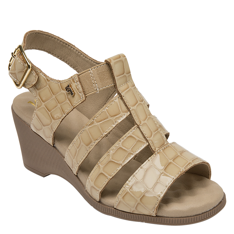 SANDALIA CASUAL MUJER 16 HRS CUERO BEIGE K040 - 1