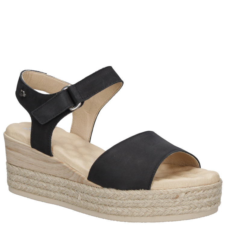 SANDALIA CASUAL MUJER 16 HRS CUERO NEGRO K067 - 1