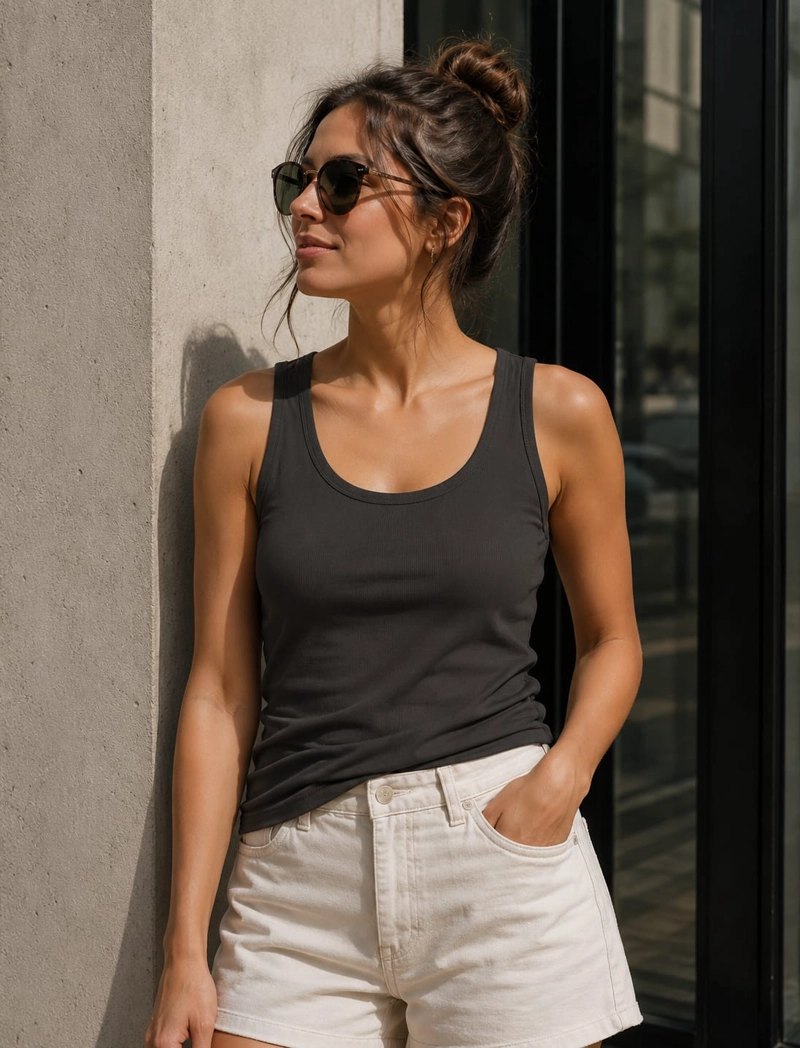 POLERA MUJER SIN MANGAS ALGODON CASUAL PANAMA JACK - K841 | GRIS - 1