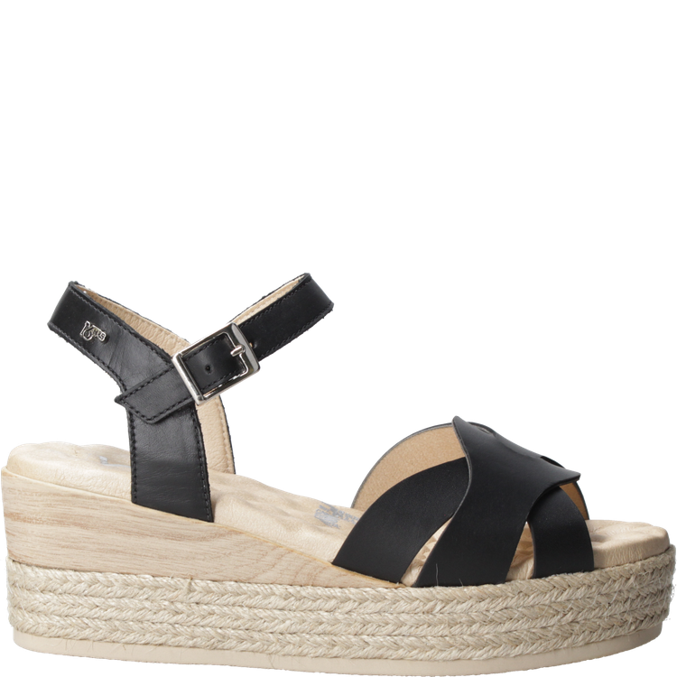 SANDALIA CASUAL MUJER 16 HRS CUERO NEGRO K066 - 2