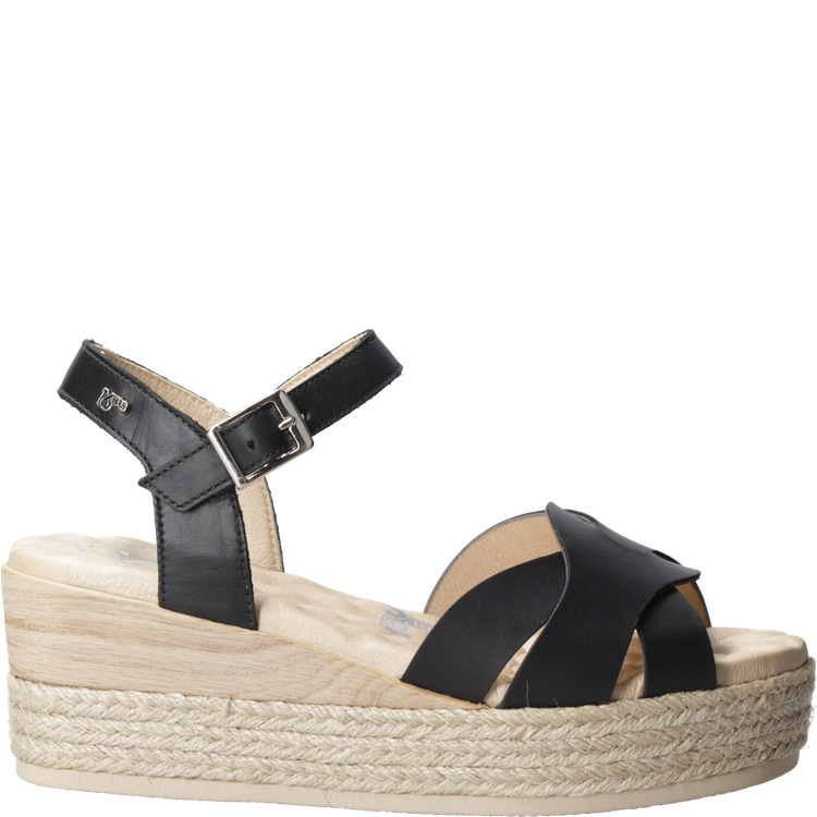 SANDALIA CASUAL MUJER 16 HRS CUERO NEGRO K066 - 2