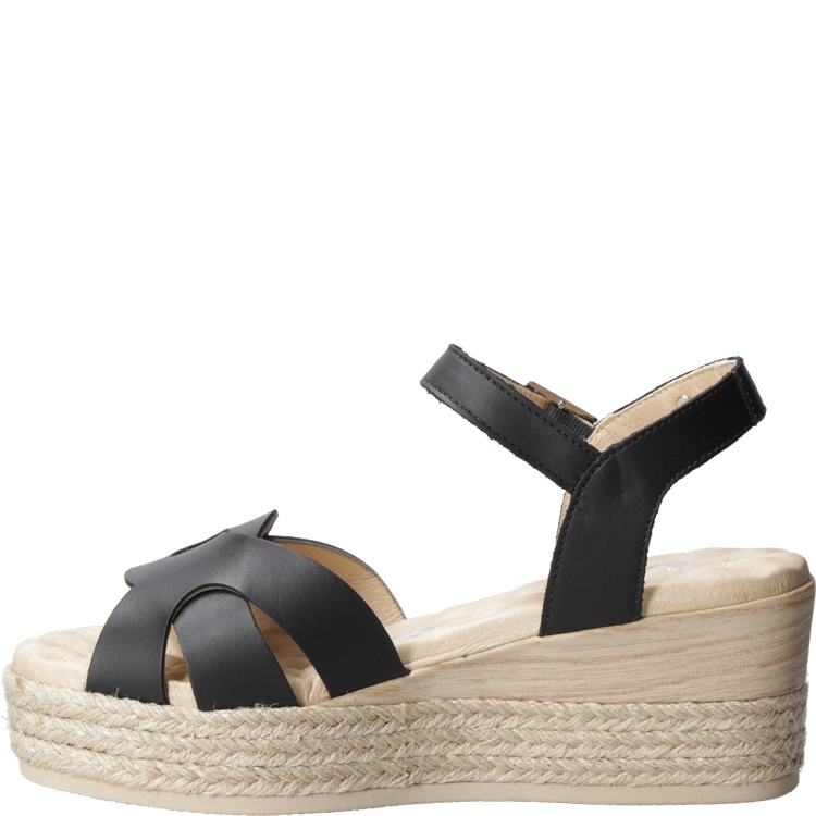 SANDALIA CASUAL MUJER 16 HRS CUERO NEGRO K066 - 4