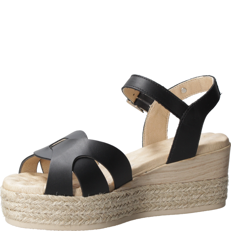 SANDALIA CASUAL MUJER 16 HRS CUERO NEGRO K066 - 5