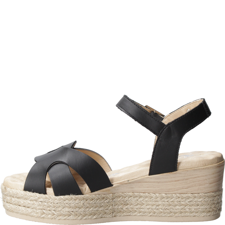 SANDALIA CASUAL MUJER 16 HRS CUERO NEGRO K066 - 9