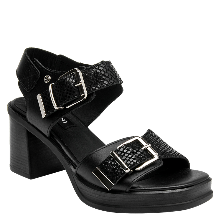 SANDALIA CASUAL MUJER POLLINI CUERO NEGRO K222 - 1