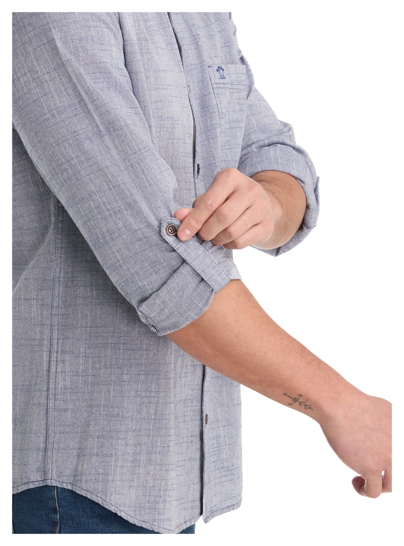 CAMISA HOMBRE TIPO LINO PANAMA JACK - K866 | AZUL - 6
