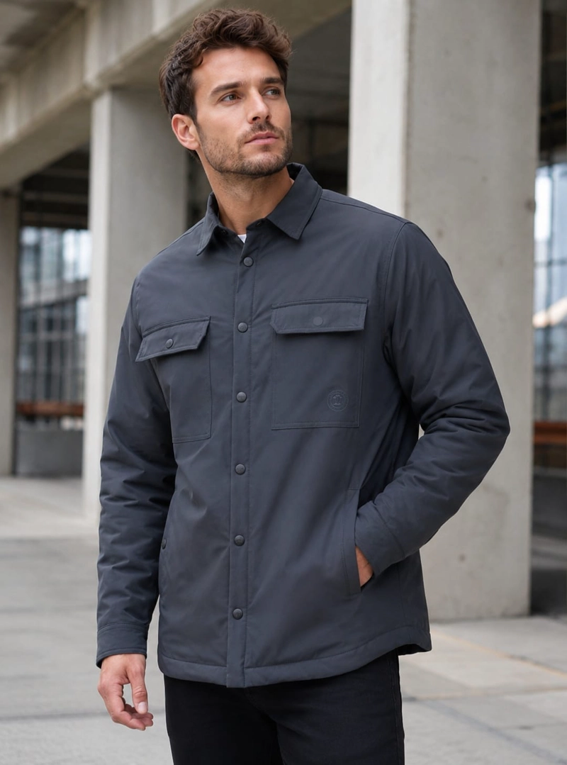 CHAQUETA HOMBRE ACOLCHADA LIVIANA PADDING PANAMA JACK - L971 | GRIS - 1