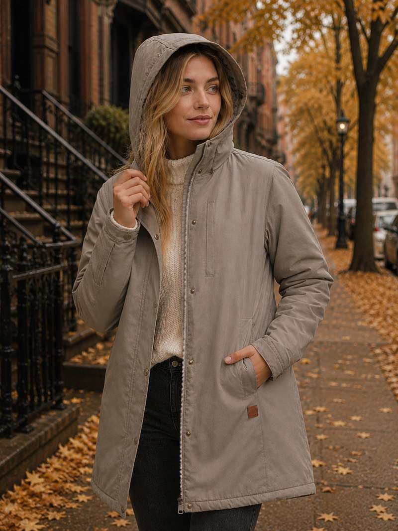 CHAQUETA MUJER CANVAS WATER REPELLENT LARGA PANAMA JACK - L986 | GRIS - 1