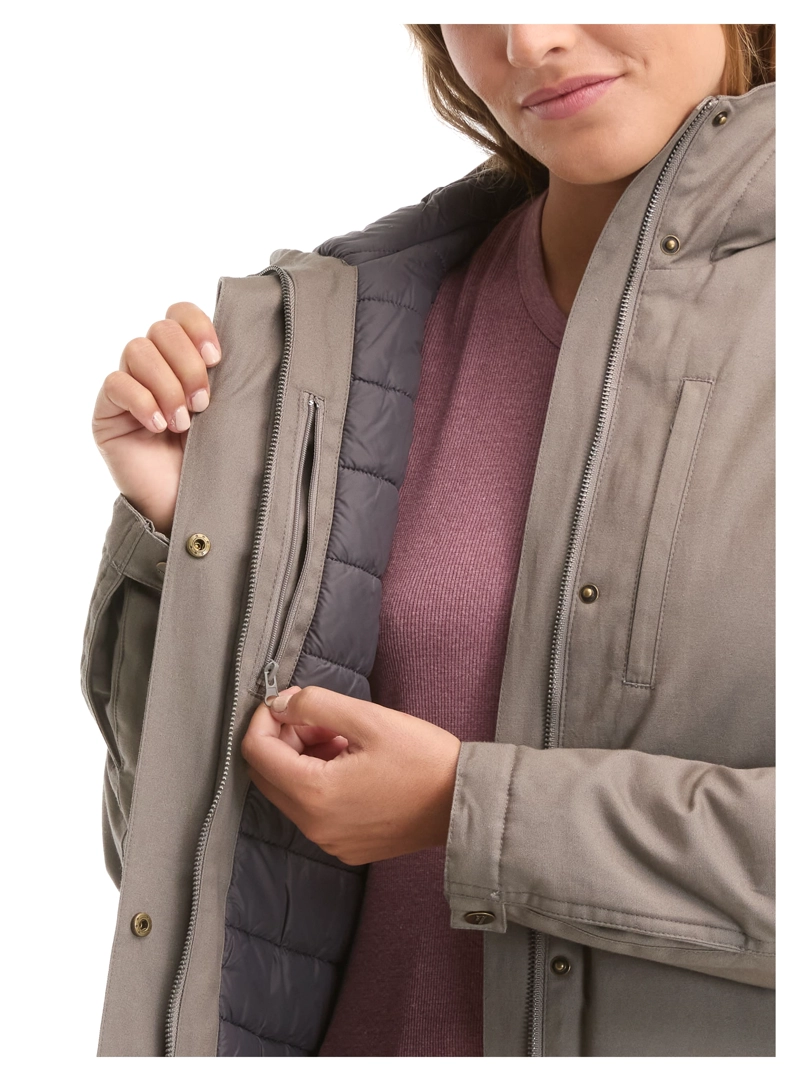 CHAQUETA MUJER CANVAS WATER REPELLENT LARGA PANAMA JACK - L986 | GRIS - 2