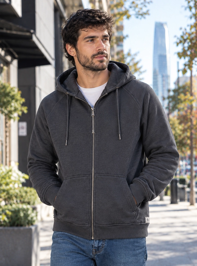 POLERON UNISEX ZIPPER PANAMA JACK - PJH007M | GRIS - 1