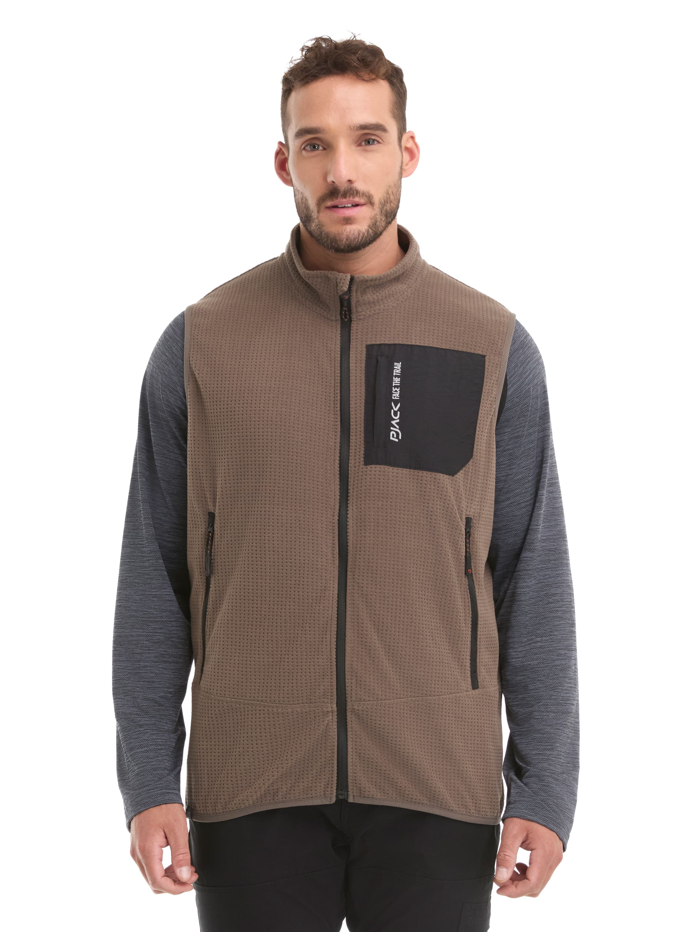POLERON HOMBRE SIN MANGAS POLAR WAFLE PANAMA JACK - L979 | MARRON CLARO - 1
