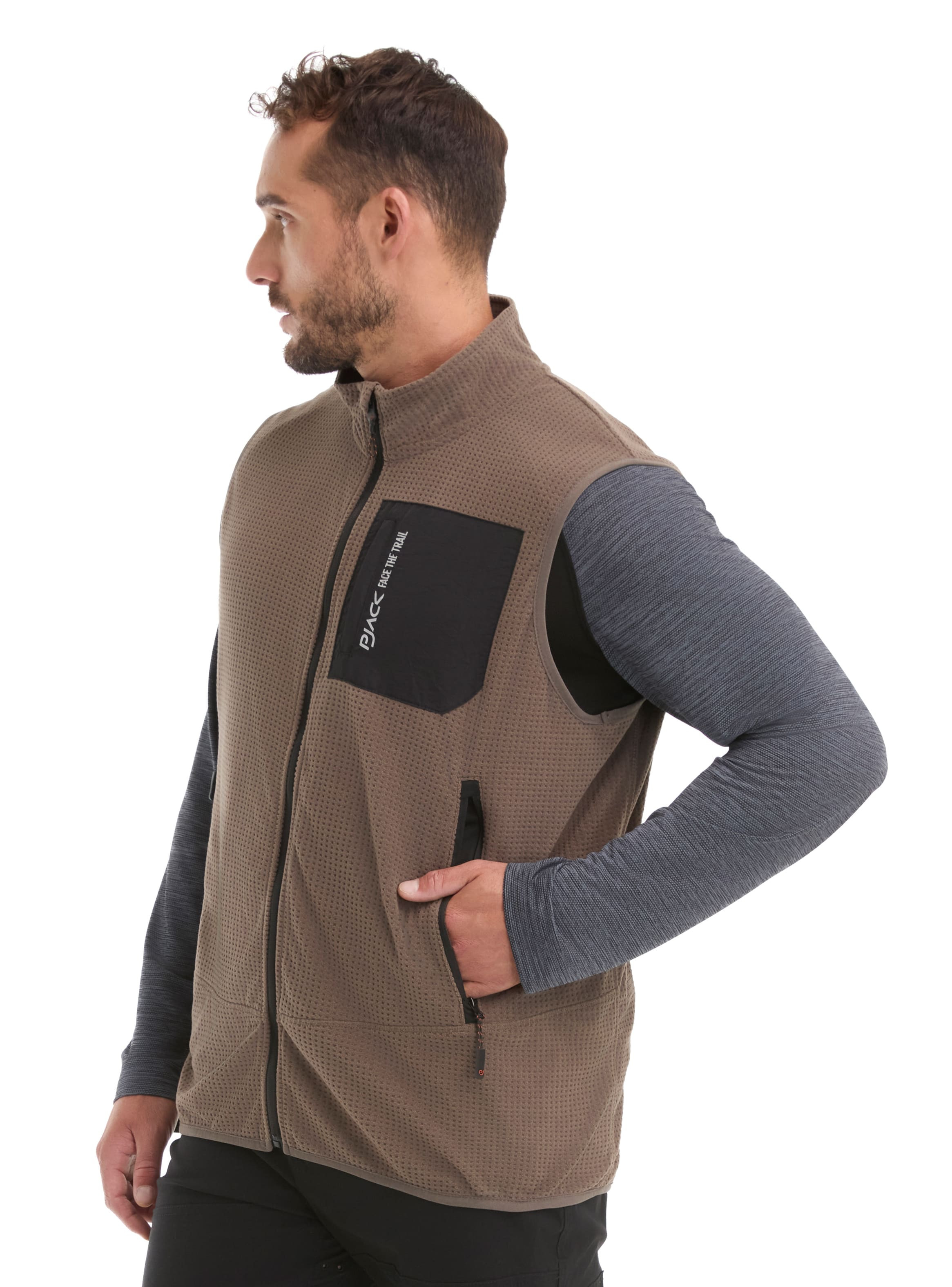 POLERON HOMBRE SIN MANGAS POLAR WAFLE PANAMA JACK - L979 | MARRON CLARO - 4