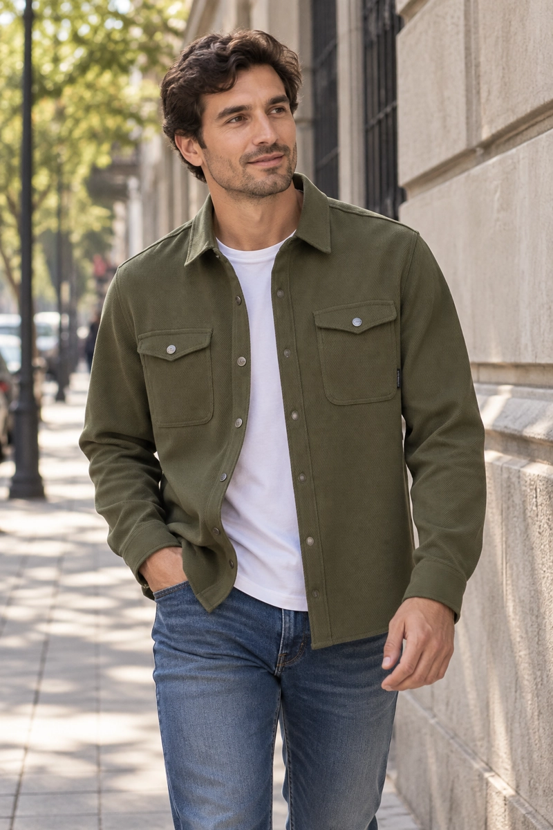 SOBRECAMISA CASUAL HOMBRE PANAMA JACK - K871 | VERDE - 1