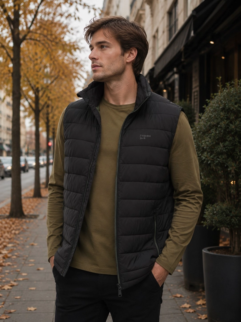PARKA HOMBRE SIN MANGA LIVIANA ACOLCHADA PANAMA JACK - L974 | NEGRO - 1