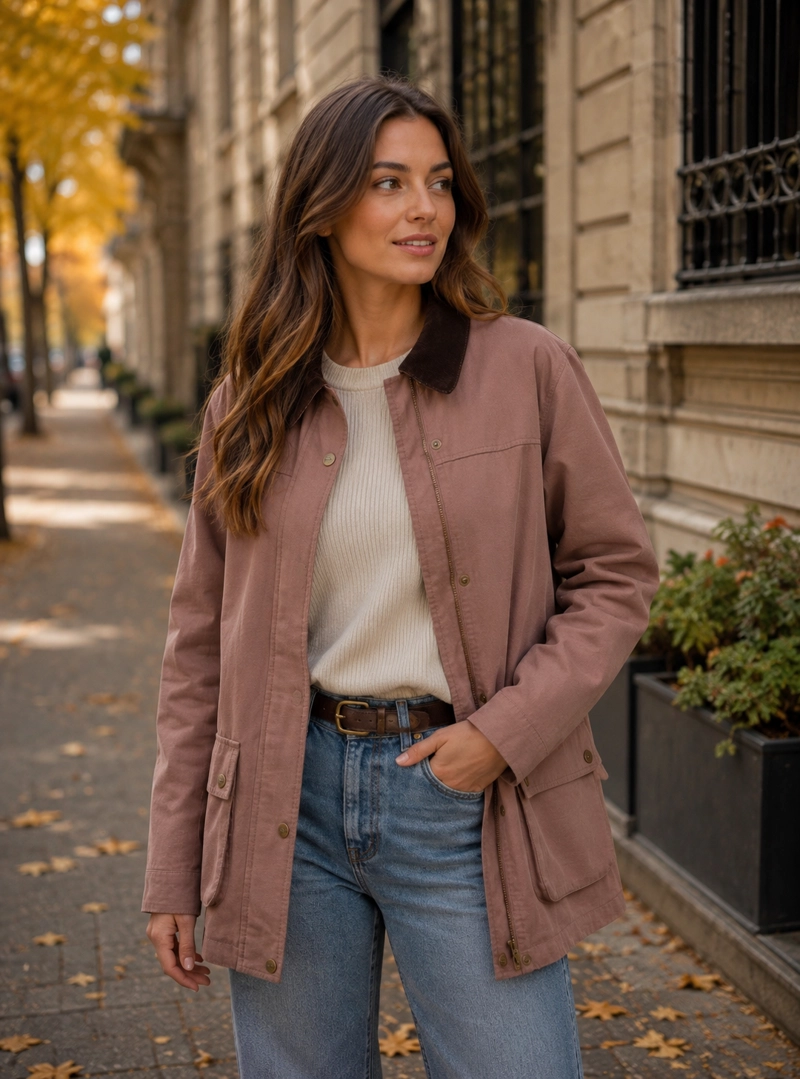 CHAQUETA MUJER CANVAS FRANELA PANAMA JACK - L985 | MARRON CLARO - 1