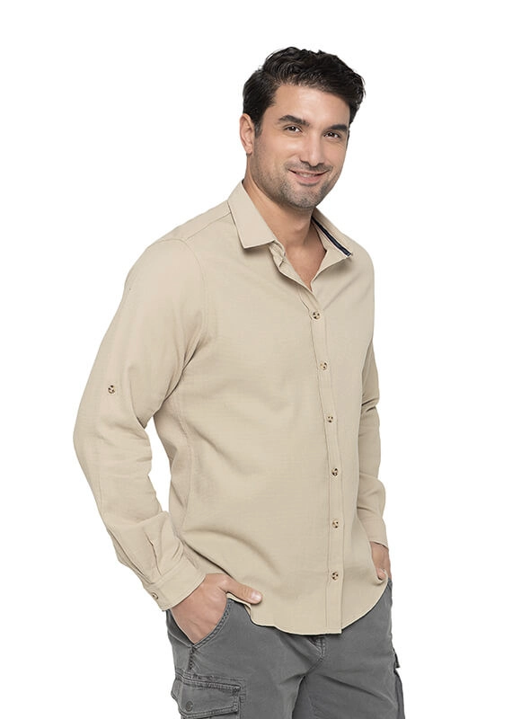 CAMISA HOMBRE MANGA LARGA CON TEXTURA PANAMA JACK - I960 | BEIGE - 3