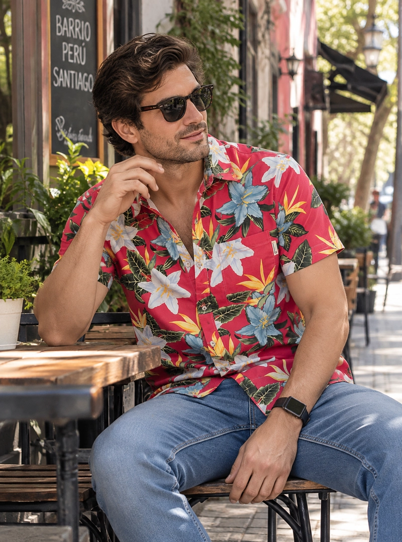 CAMISA GUAYABERA HOMBRE PANAMA JACK - I961 | FUCSIA L