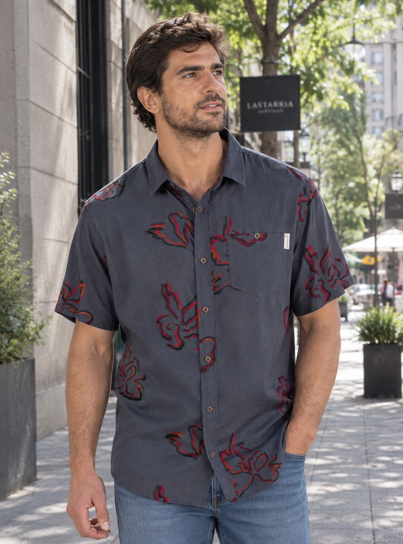 CAMISA GUAYABERA HOMBRE PANAMA JACK - PJH003M | GRIS - 1
