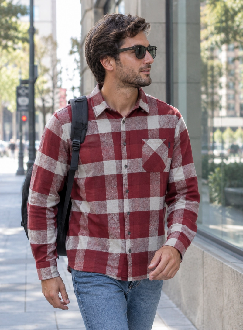 CAMISA HOMBRE TIPO LEÑADORA PANAMA JACK - H941 | BORDO - 1