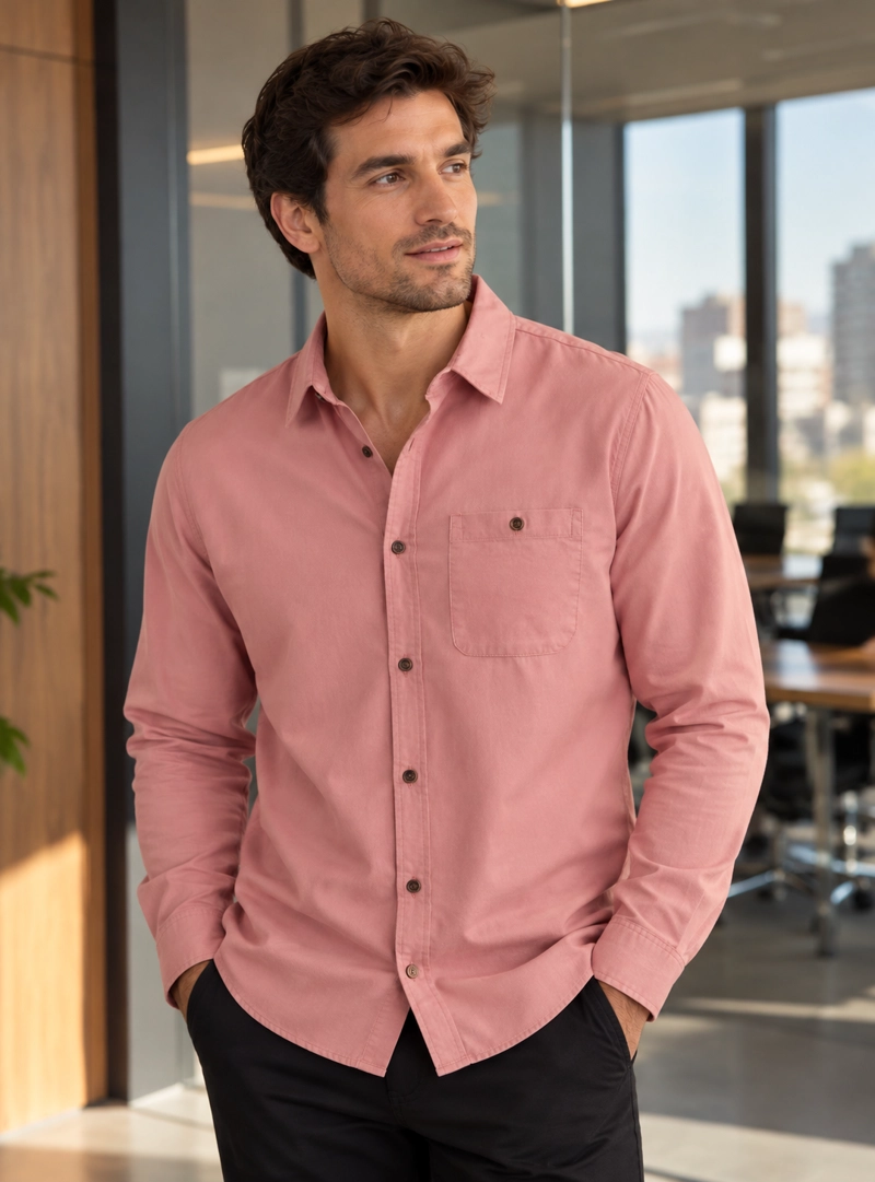 CAMISA CASUAL HOMBRE MANGA LARGA PANAMA JACK - K867 | ROSA - 1