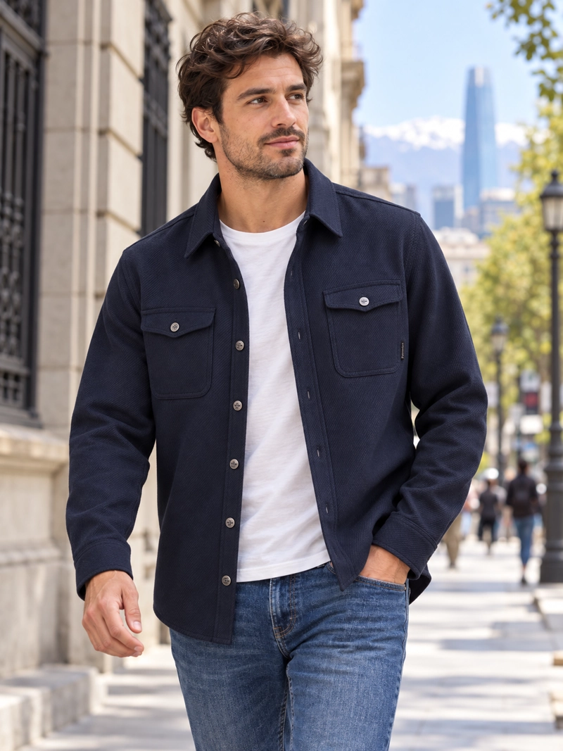 SOBRECAMISA CASUAL HOMBRE PANAMA JACK - K871 | AZUL - 1
