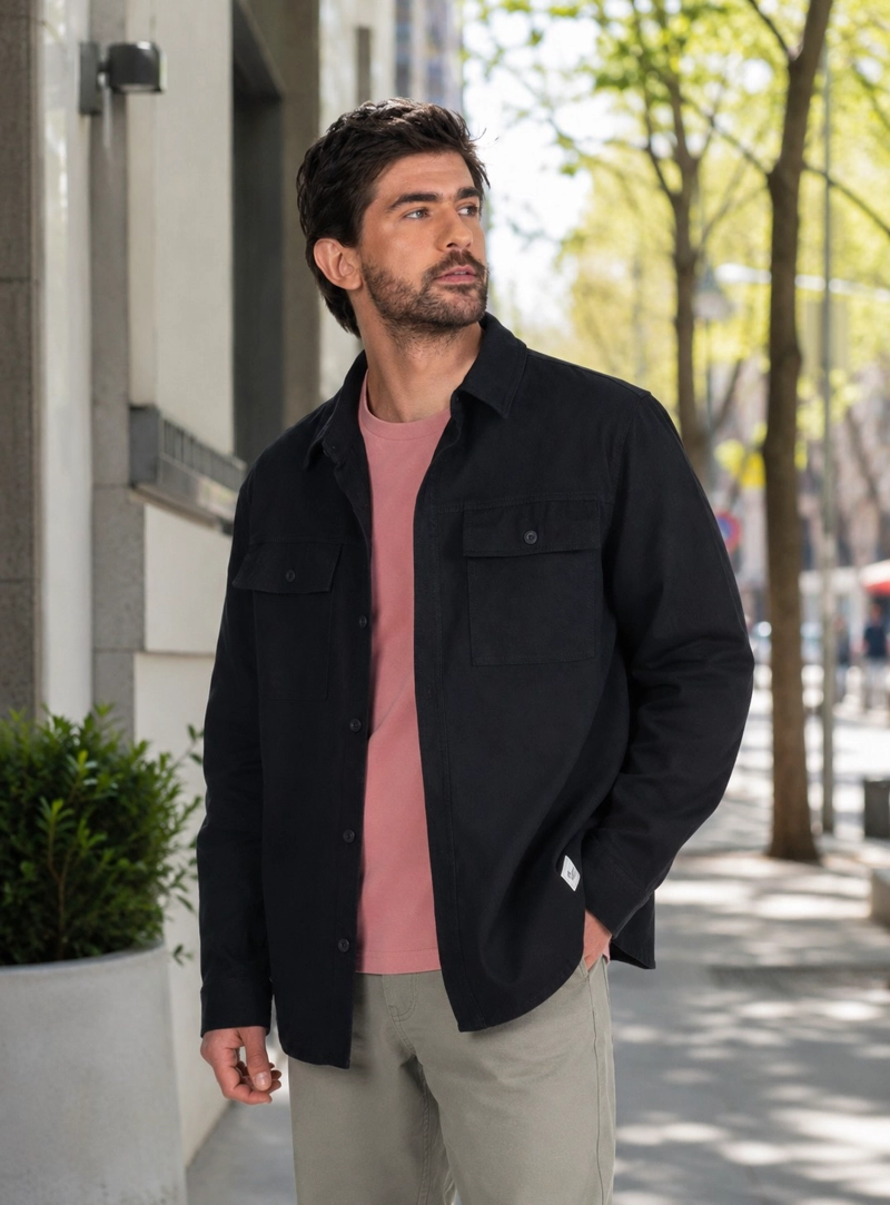 SOBRE CAMISA OVERSHIRT HOMBRE PANAMA JACK - PJH009M | NEGRO - 1