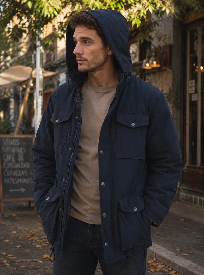 CHAQUETA HOMBRE WAXED GORRO PANAMA JACK - L970 | AZUL - 1