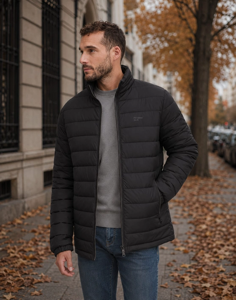 PARKA HOMBRE ACOLCHADA LIVIANA PANAMA JACK - L976 | NEGRO - 1